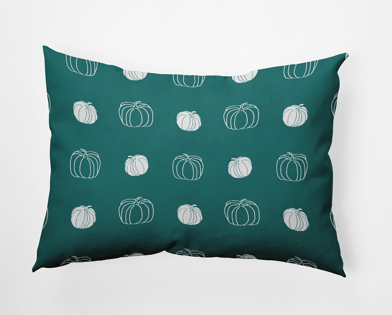 20" x 14" Simply Daisy Pumpkin Pattern Polyester Indoor/Outdoor Pillow, Teal Qty 1