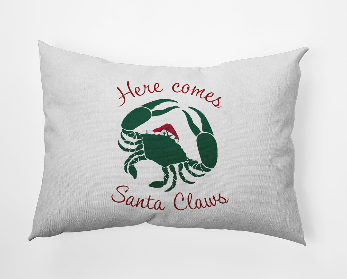 20" x 14" Simply Daisy Santa Claws Crab Polyester Accent Pillow, Forest Green Qty 1