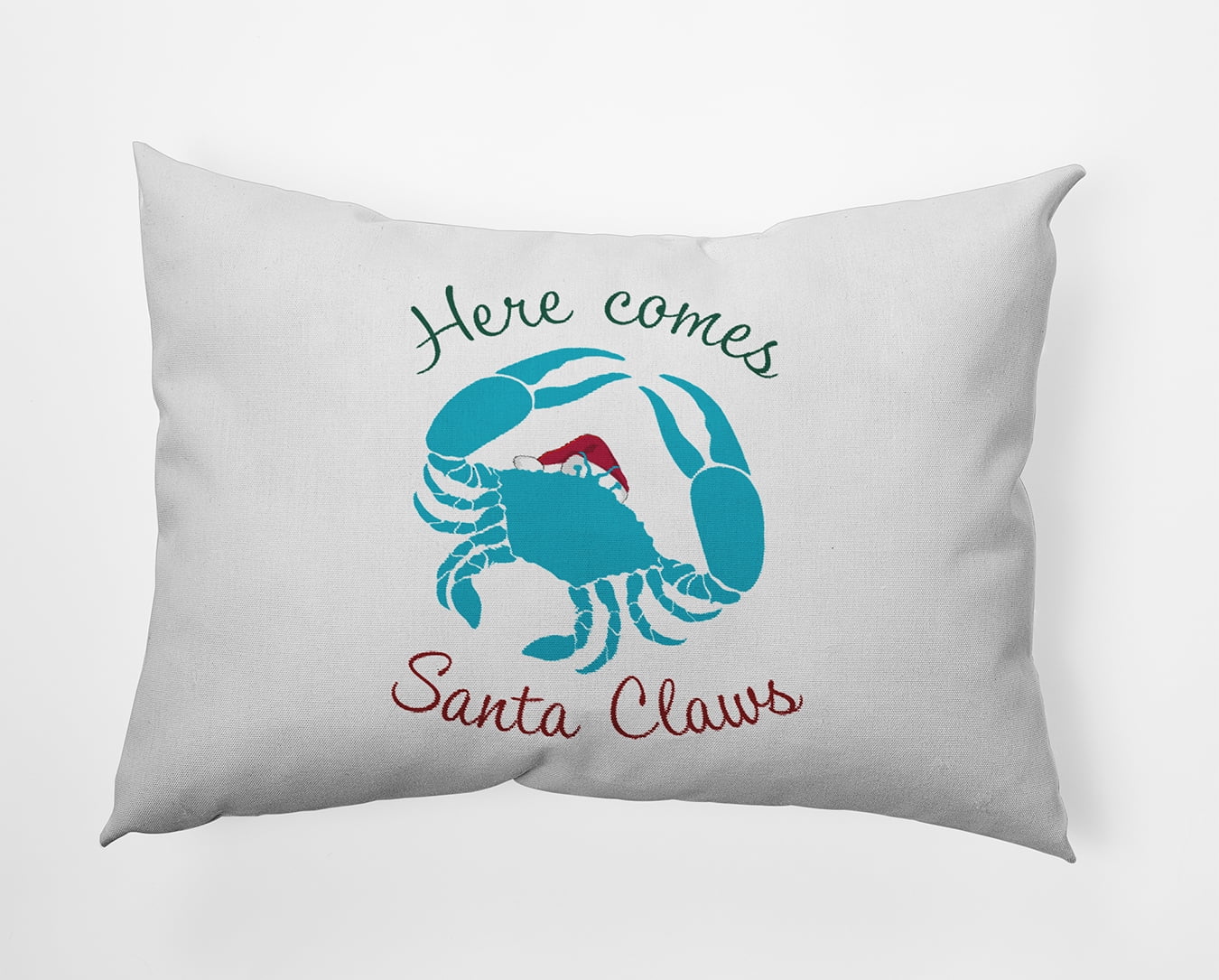 20" x 14" Simply Daisy Santa Claws Crab Polyester Indoor/Outdoor Pillow, Turquoise Qty 1