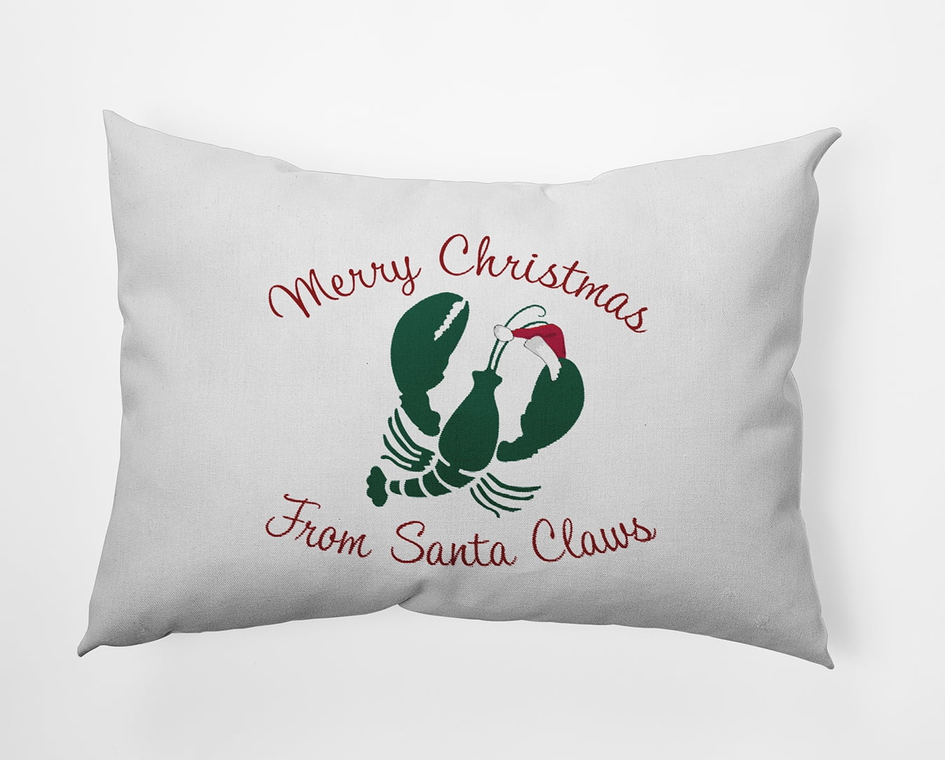 20" x 14" Simply Daisy Santa Claws Lobster Polyester Indoor/Outdoor Pillow, Forest Green Qty 1