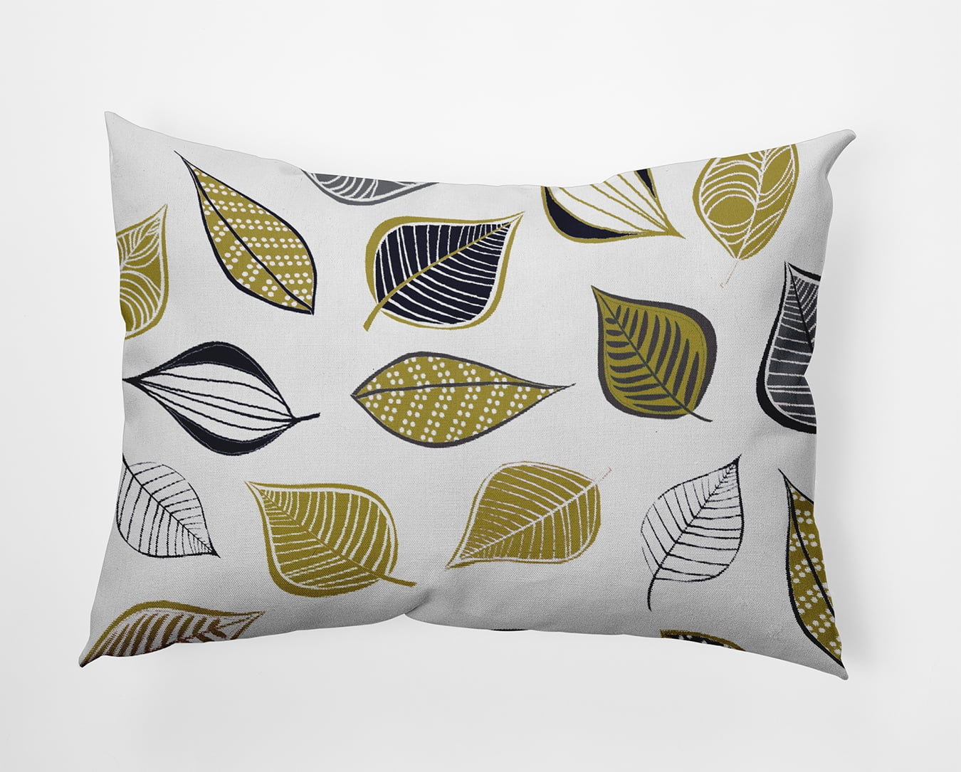 20" x 14" Simply Daisy Scattered Leaves Polyester Indoor/Outdoor Pillow, Muted Gold Qty 1