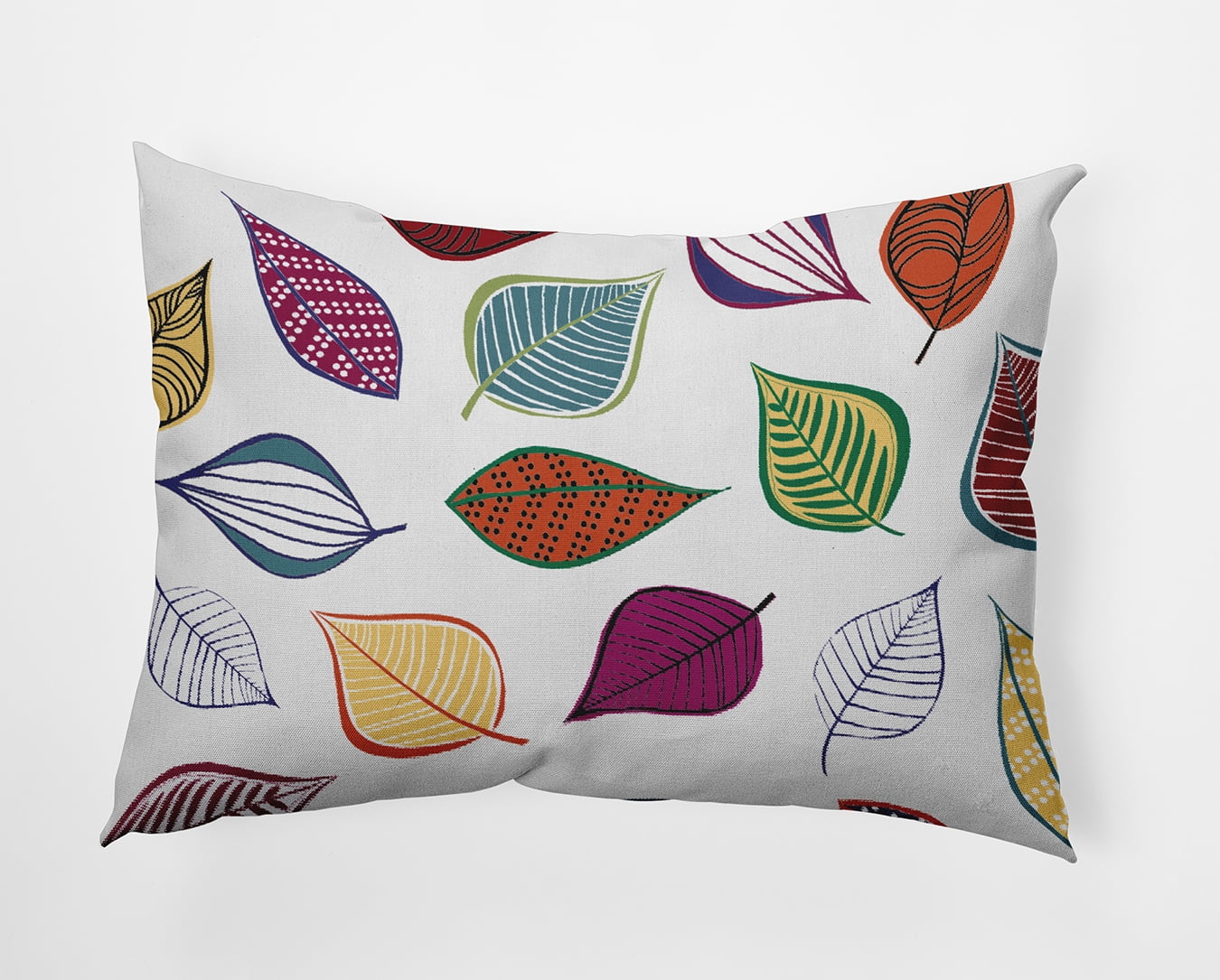 20" x 14" Simply Daisy Scattered Leaves Polyester Indoor/Outdoor Pillow, White Qty 1