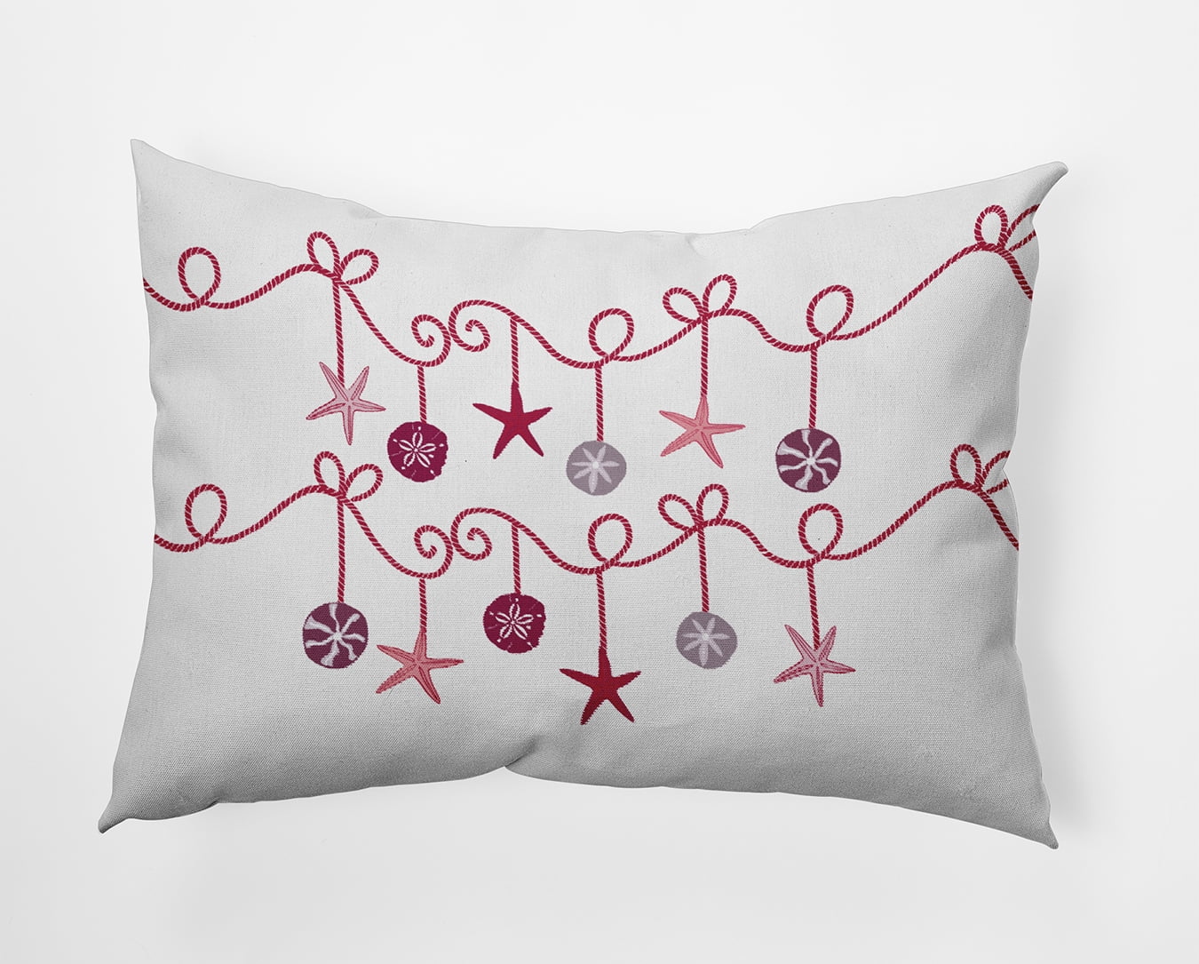 20" x 14" Simply Daisy Sea Ornaments Polyester Accent Pillow, Christmas Pink Qty 1