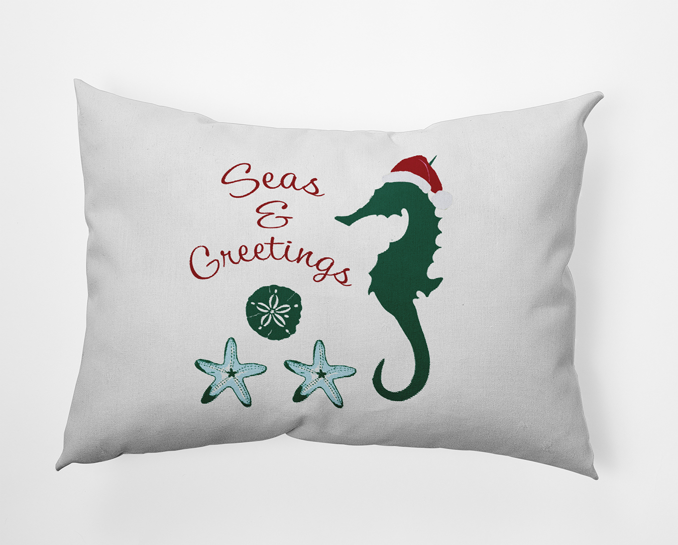 20" x 14" Simply Daisy Seas and Greetings Polyester Indoor/Outdoor Pillow, Forest Green Qty 1