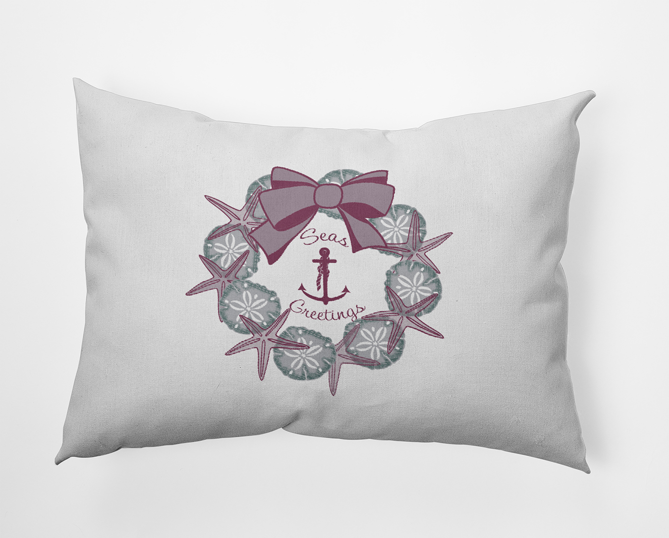 20" x 14" Simply Daisy Seas and Greetings Wreath Polyester Accent Pillow, Passion Flower Qty 1