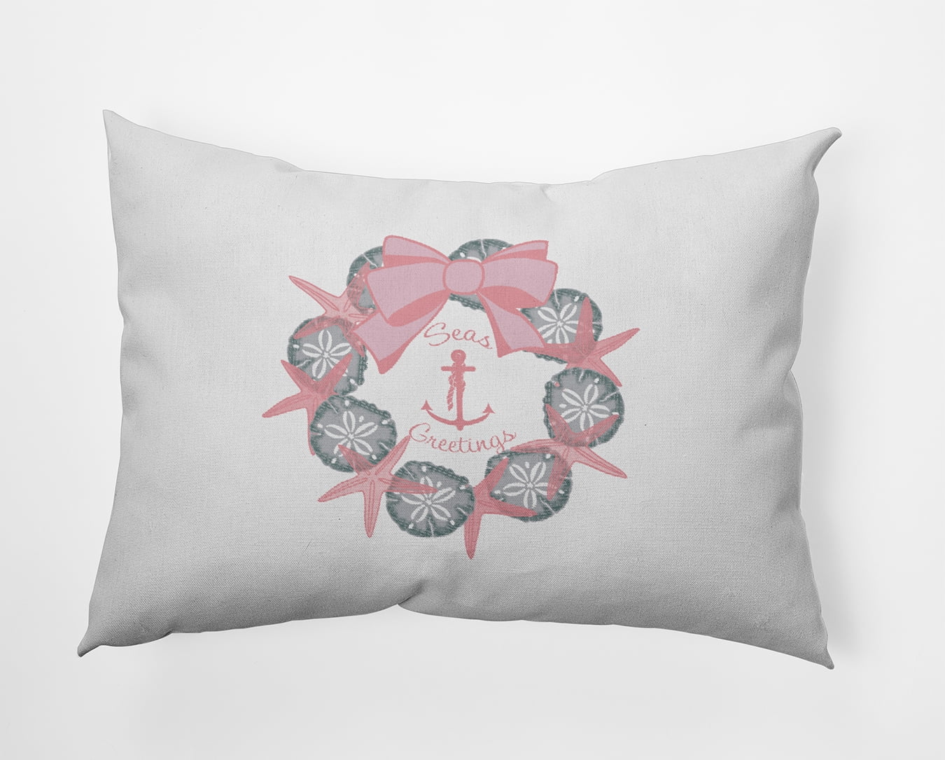 20" x 14" Simply Daisy Seas and Greetings Wreath Polyester Accent Pillow, Pink Icing Qty 1