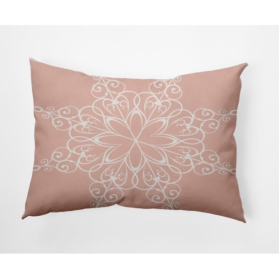 20" x 14" Simply Daisy Snowflake Polyester Accent Pillow, Peach (1 Count)