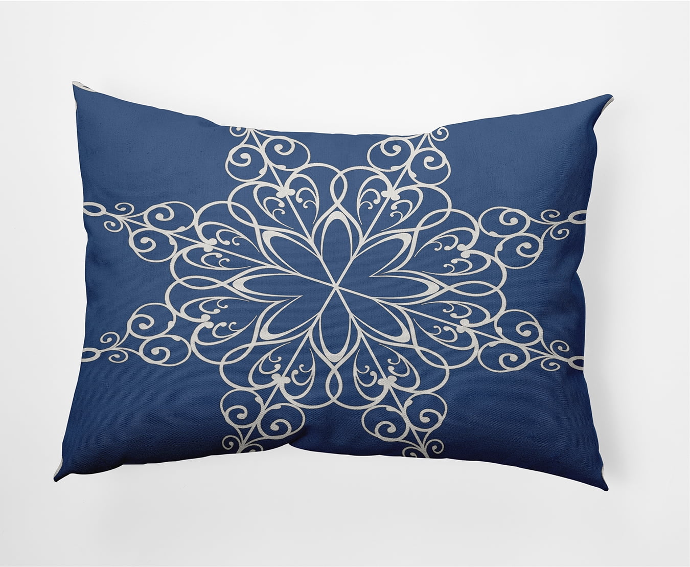 20" x 14" Simply Daisy Snowflake Polyester Indoor/Outdoor Pillow, Blue (1 Count)