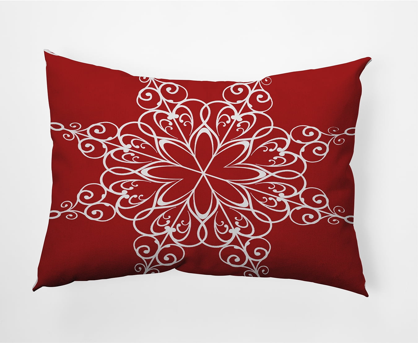 20" x 14" Simply Daisy Snowflake Polyester Indoor/Outdoor Pillow, Bright Red (1 Count)