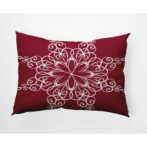 20" x 14" Simply Daisy Snowflake Polyester Indoor/Outdoor Pillow, Red (1 Count)