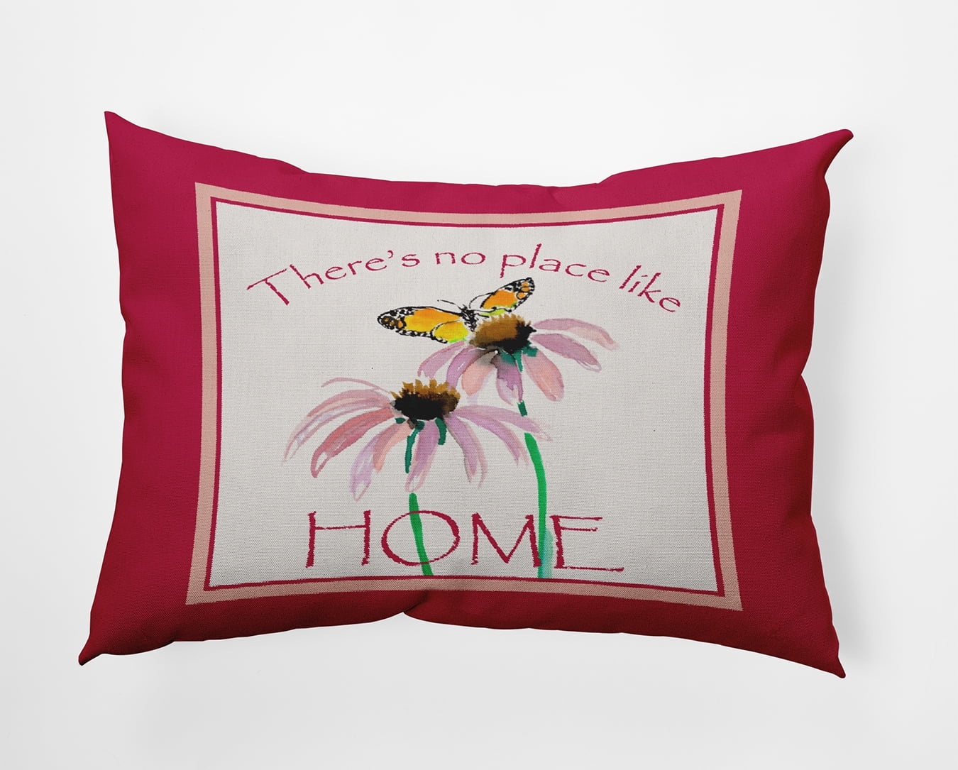 20" x 14" Simply Daisy There's No Place Like Home Polyester Indoor/Outdoor Pillow, Bold Pink Qty 1