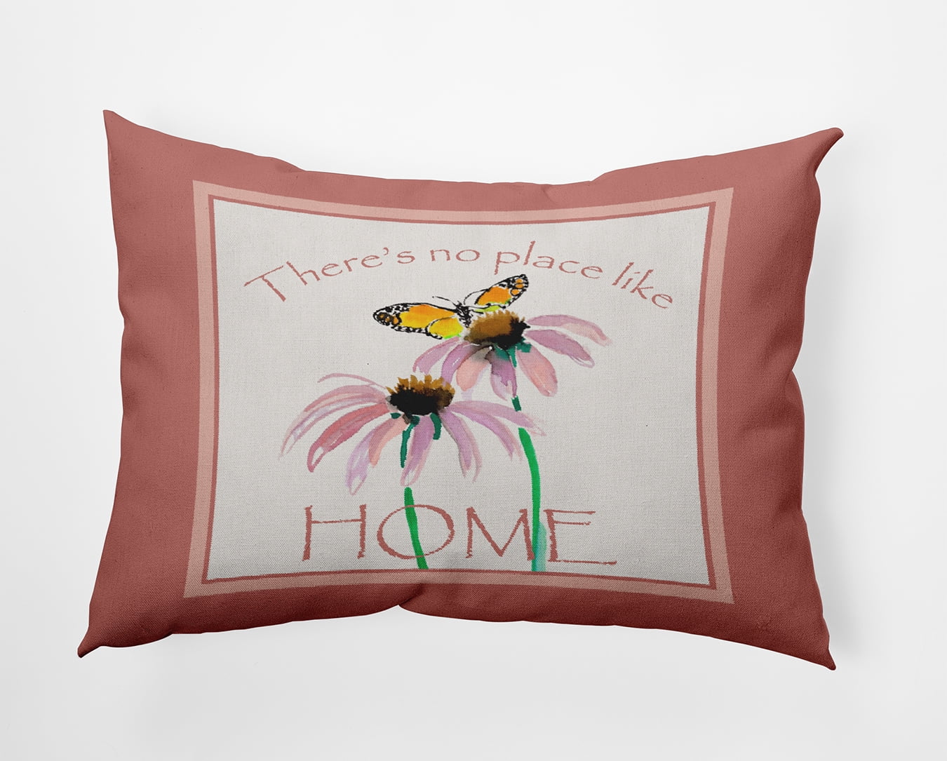 20" x 14" Simply Daisy There's No Place Like Home Polyester Indoor/Outdoor Pillow, Rusty Mauve Qty 1