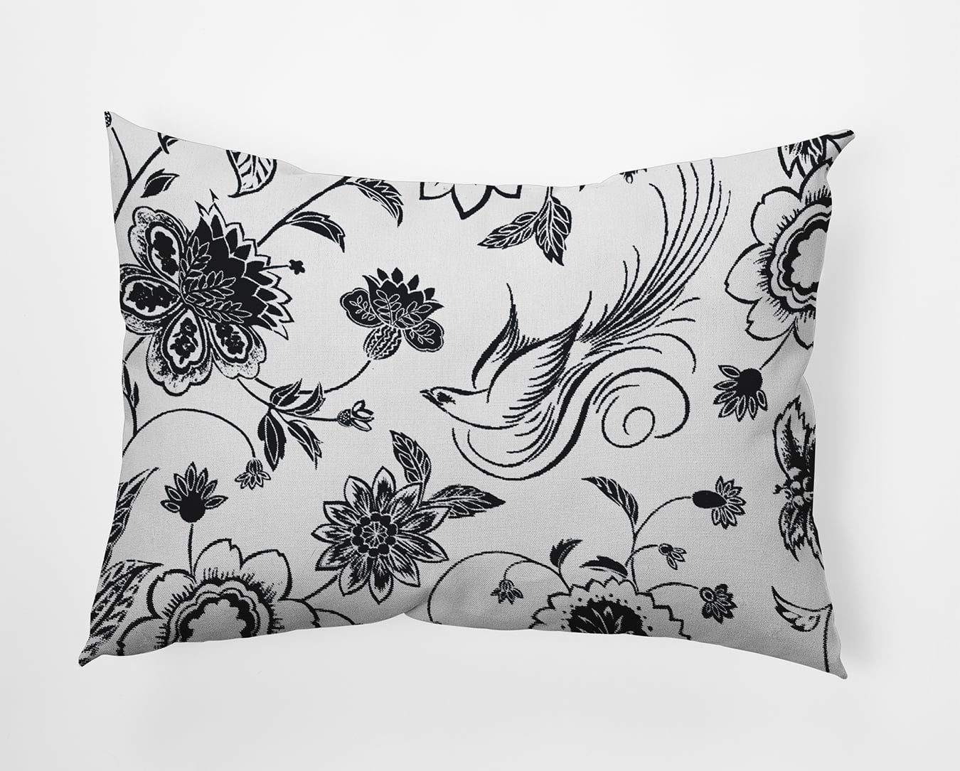 20" x 14" Simply Daisy Traditional Bird Floral Polyester Accent Pillow, Black Qty 1