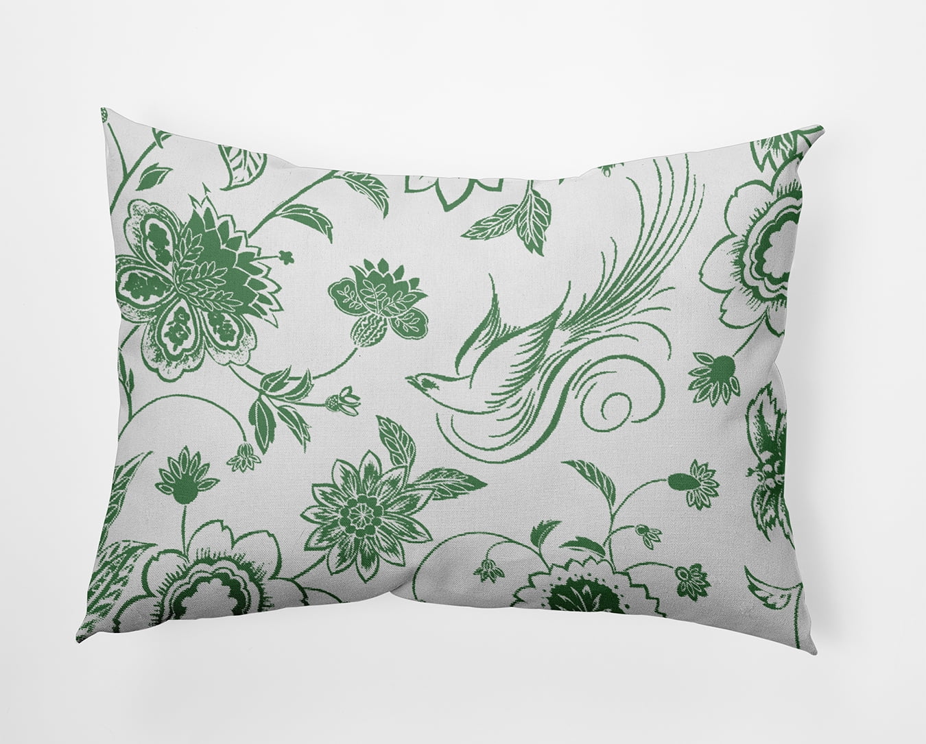 20" x 14" Simply Daisy Traditional Bird Floral Polyester Accent Pillow, Green Qty 1