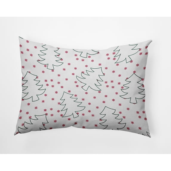 20" x 14" Simply Daisy Tree Outlines Polyester Accent Pillow, Christmas Pink Qty 1