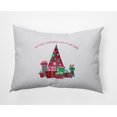 thumbnail image 1 of 20" x 14" Simply Daisy Tree and Gifts Polyester Indoor/Outdoor Pillow, Holiday Pink Qty 1, 1 of 3