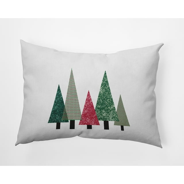 20" x 14" Simply Daisy Triangle Trees Polyester Indoor/Outdoor Pillow, Christmas Pink Qty 1