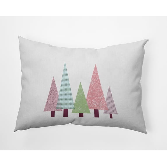 20" x 14" Simply Daisy Triangle Trees Polyester Indoor/Outdoor Pillow, Light Green Qty 1