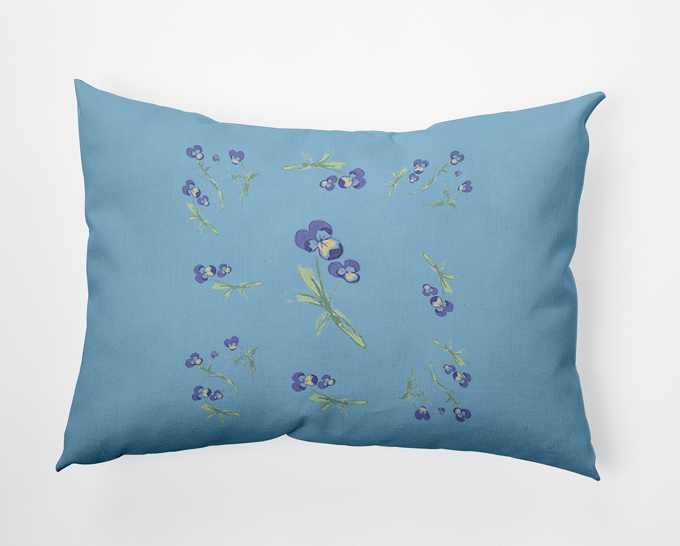 20" x 14" Simply Daisy Violets Scattered Polyester Indoor/Outdoor Pillow, Carolina Blue Qty 1