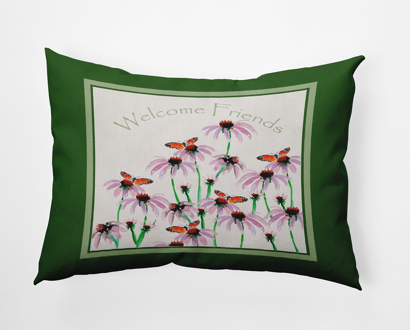 20" x 14" Simply Daisy Welcome Friends Polyester Indoor/Outdoor Pillow, Leaf Qty 1