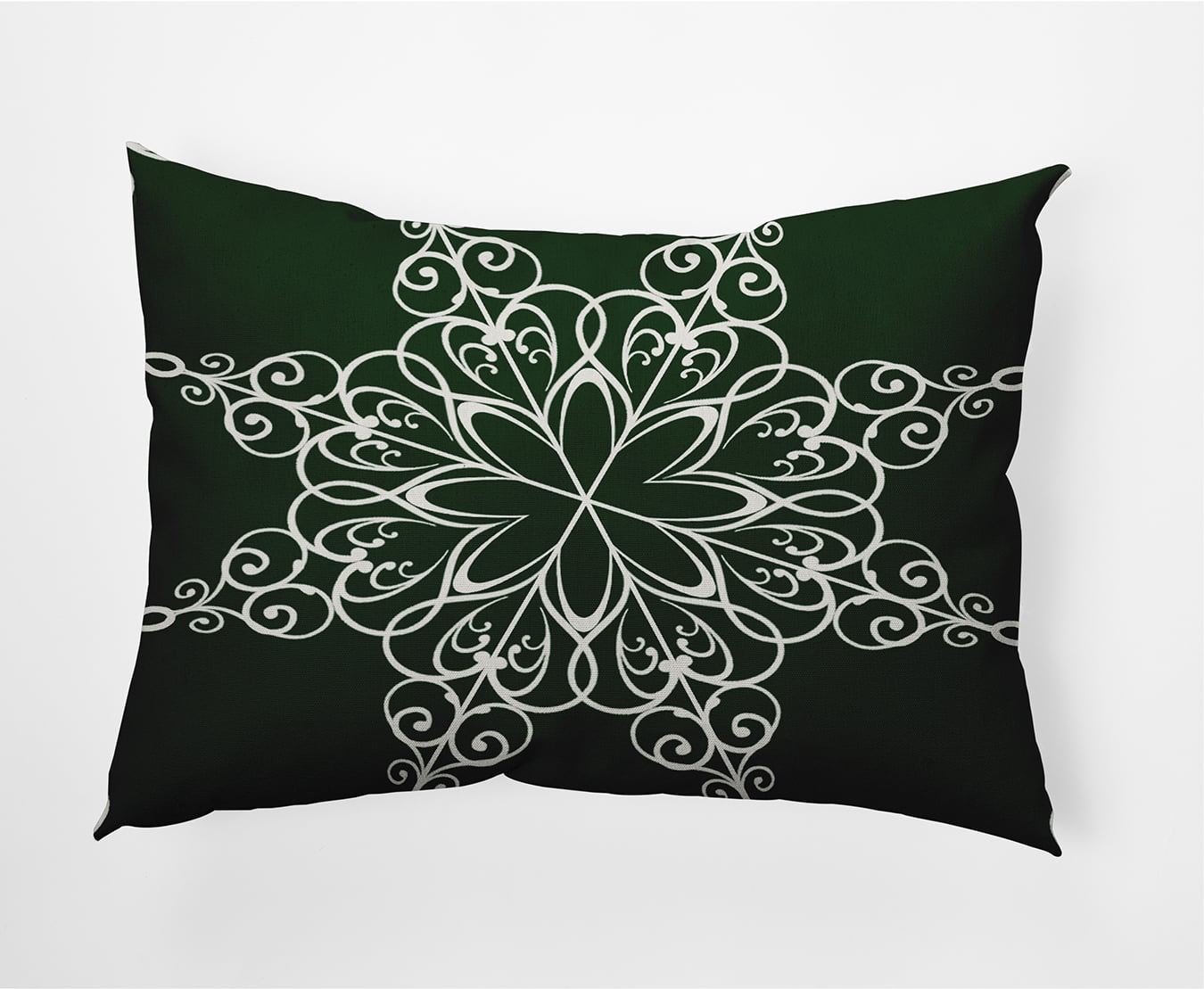 20" x 14" Simply Daisy Winter Snowflake Polyester Accent Pillow, Dark Green (1 Count)