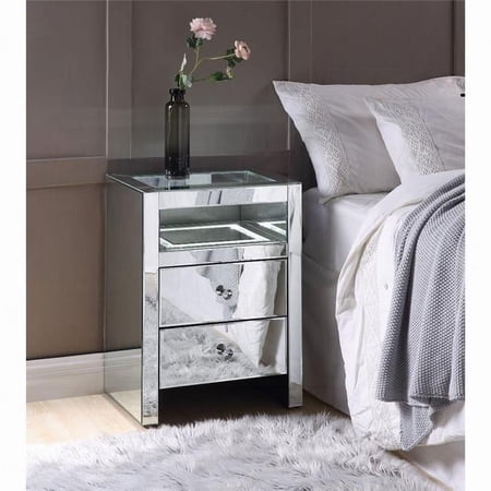 20 x 14 x 26 in. Malish Accent Table with LED, Mirrored