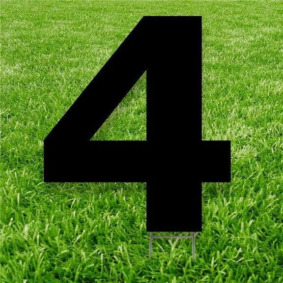 20 x 15 in. Number 4 Yard Sign, Black