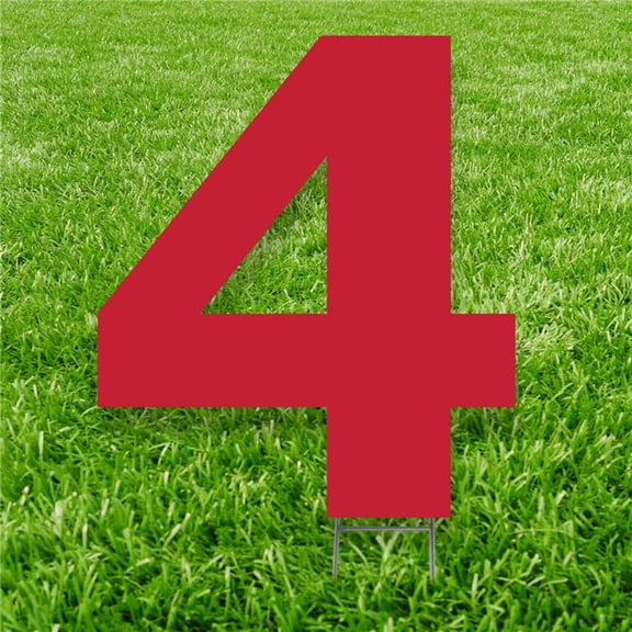 20 x 15 in. Number 4 Yard Sign, Red