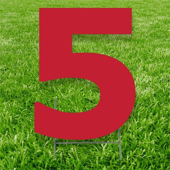 20 x 15 in. Number 5 Yard Sign, Red