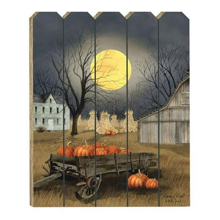 Harvest Moon Pumpkins Unframed Picket Fence Wall Art Harvest Moon Pumpkins Unframed Picket Fence Wall Art