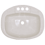 20" x 16" Bone Round Plastic Lavatory Sink For Mobile Homes/RV's