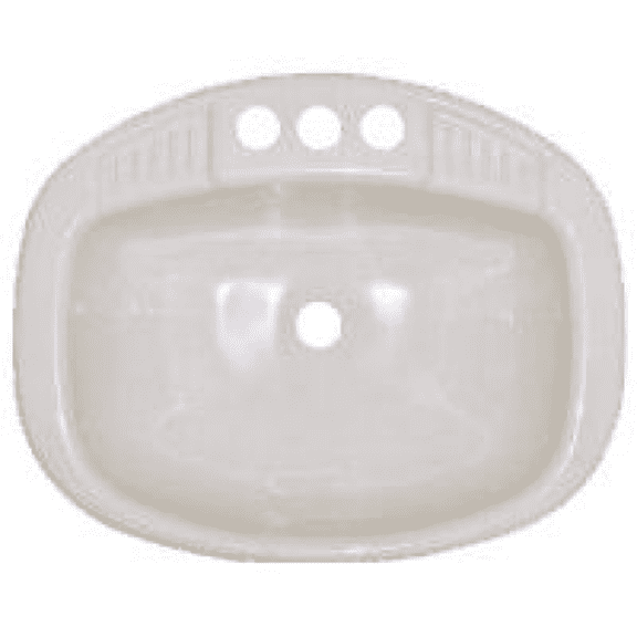 20" x 16" Bone Round Plastic Lavatory Sink For Mobile Homes/RV's