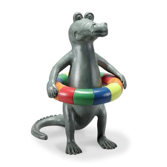 20 x 17 x 13 in. Pool Time Gator Garden Sculpture