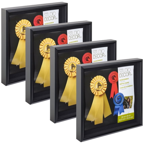 20" x 20" Black Shadow Box by Studio Décor - Memory Box Display Case for Keepsakes, Mementos, Memorabilia - Bulk 4 Pack