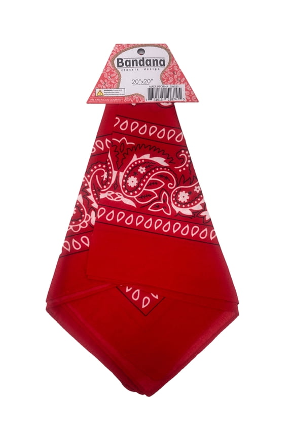 20 in x 20 in Classic Design Bandana, Versatile, Timeless Paisley Pattern, Soft Polyester, Ideal for Headband, Neck Scarf, Wrist Wrap or Pocket Square, Perfect for Any Fashion Forward Look, Red