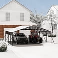 thumbnail image 1 of 20 x 20 FT Metal Carport with Galvanized Steel Roof, Heavy Duty Metal Roof Carport with Enhanced Base, Tall MetalCarport Kits Garage for Tractors, Trucks, Boats, Cars, 1 of 8