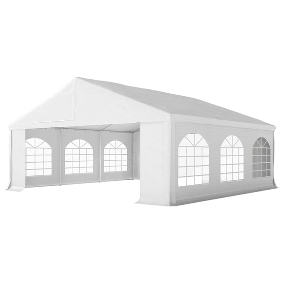 20' x 20' Heavy-duty Large Wedding Tent, Outdoor Carport Garage Party Tent, Patio Gazebo Canopy with Sidewall, White