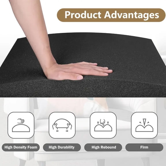 20" x 20" High Density Memory Foam Cushion Insert (1/2 Pack), Sofa Cushion Replacement Pad for Couch, Chair & Bed Support, Durable Seat Cushion Foam for Furniture – Black