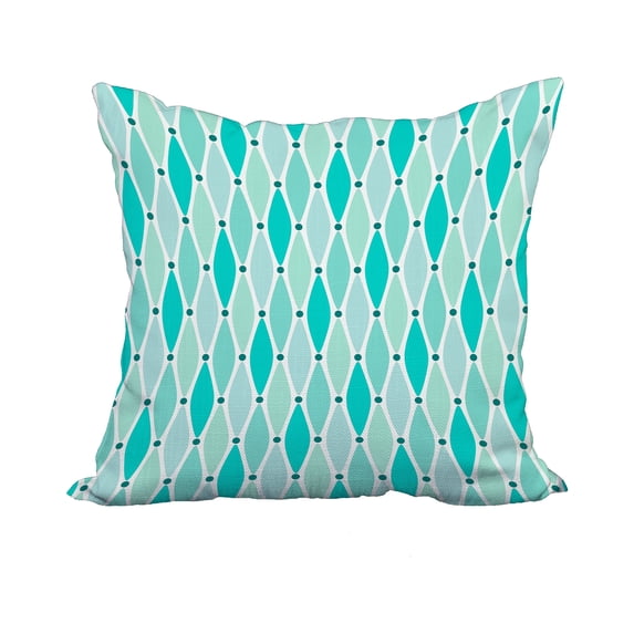 20 x 20 Inch Aqua Geometric Print Decorative Polyester Throw Pillow with a Linen Texture