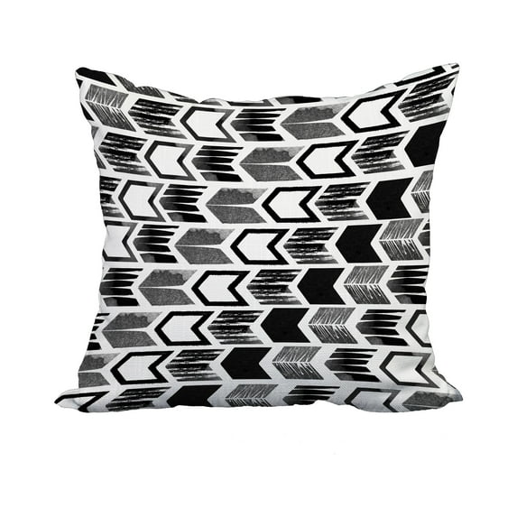 20 x 20 Inch Black Geometric Print Decorative Polyester Throw Pillow with a Linen Texture