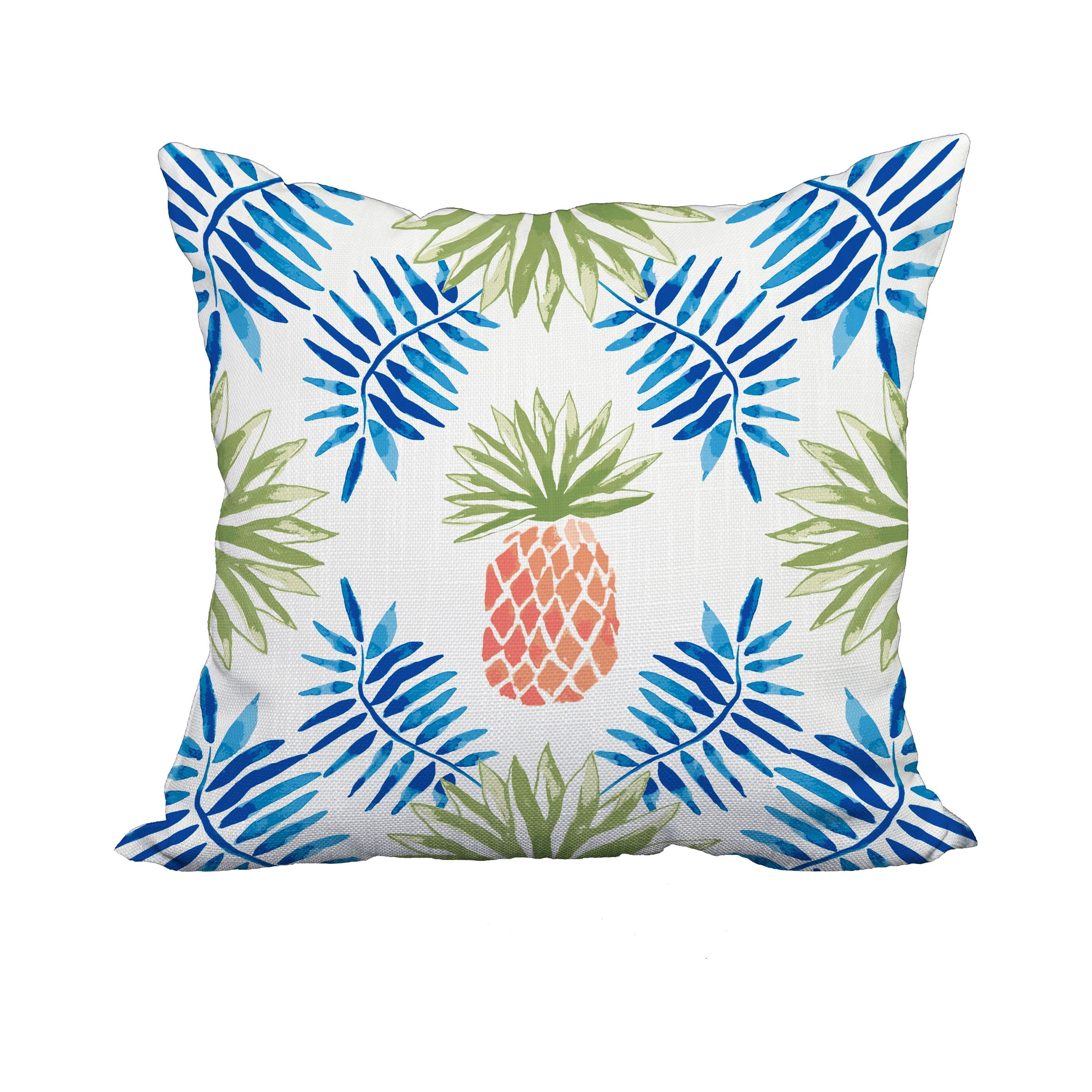 20 x 20 Inch Blue Geometric Print Decorative Polyester Throw Pillow with a Linen Texture