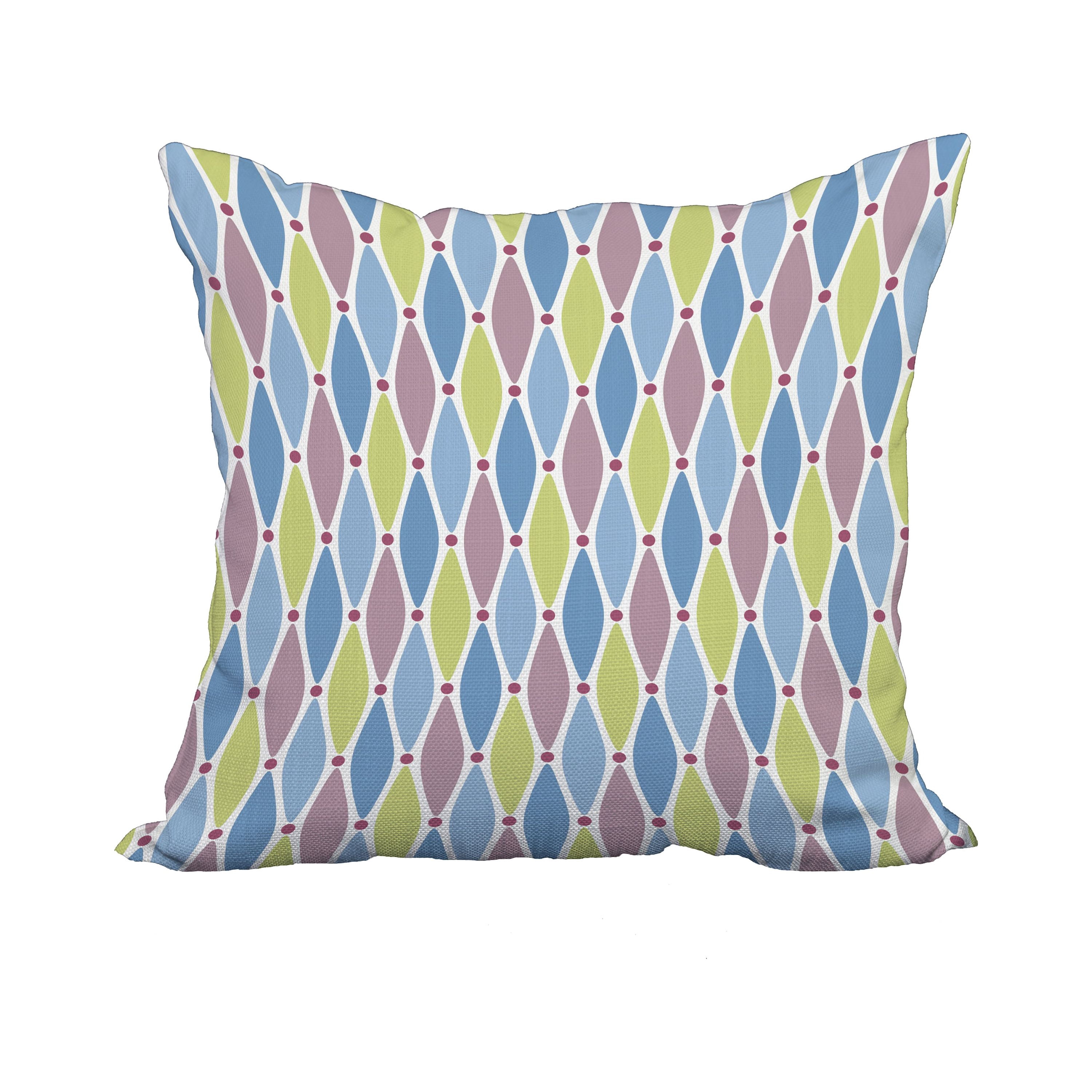 20 x 20 Inch Blue Geometric Print Decorative Polyester Throw Pillow with a Linen Texture