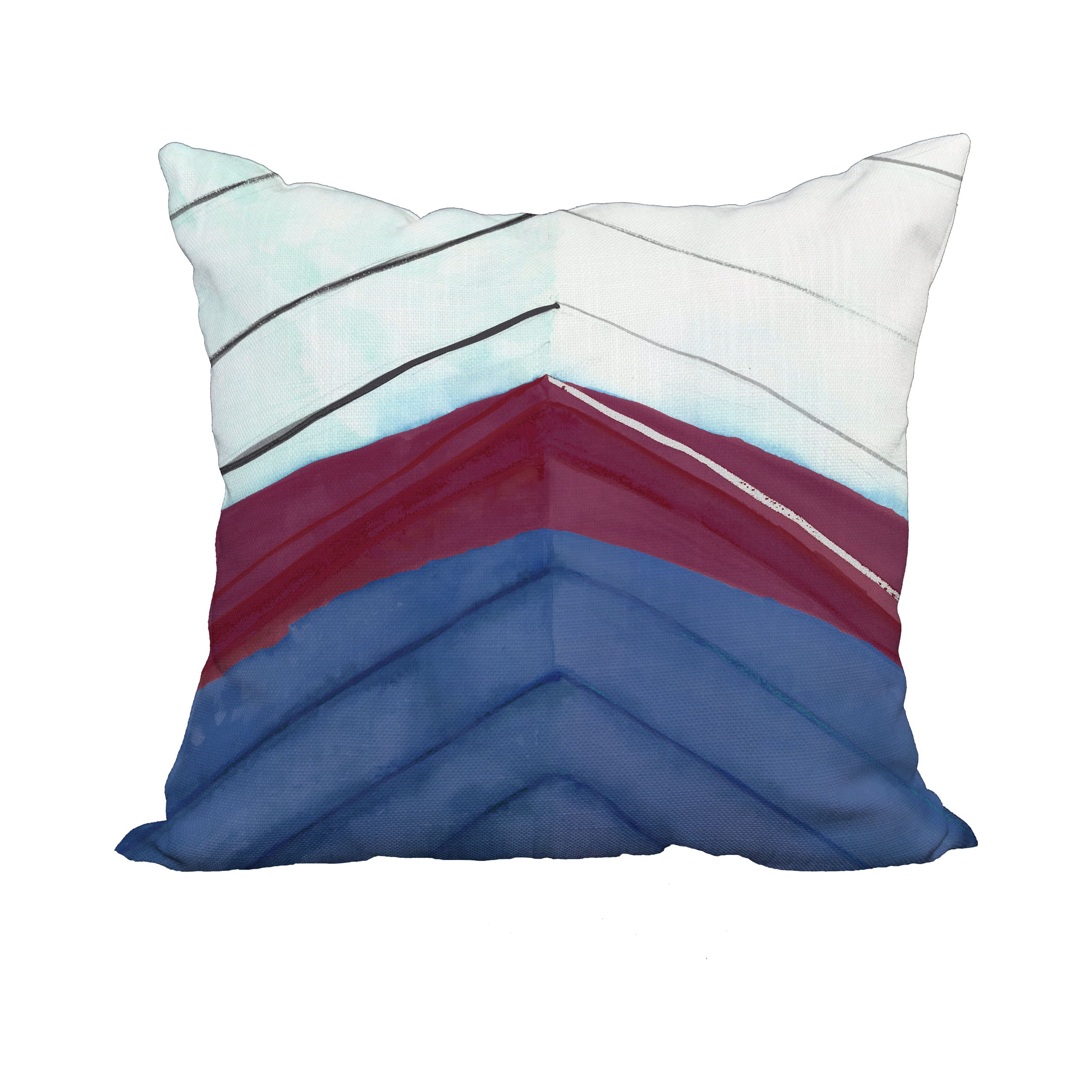 20 x 20 Inch Boat Bow Center Royal Blue Geometric Print Decorative Polyester Throw Pillow with Linen Texture