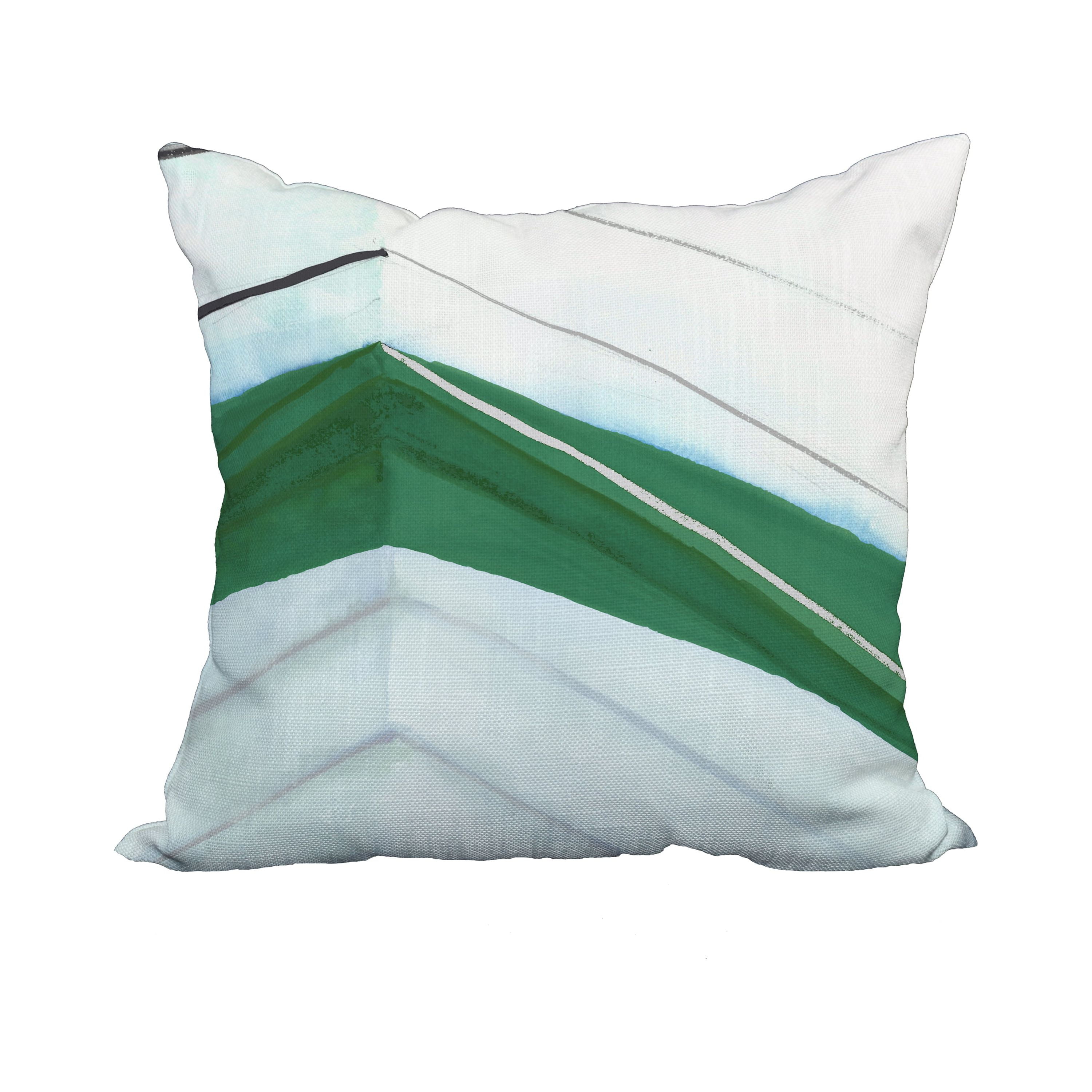 20 x 20 Inch Boat Bow Left Green Geometric Print Decorative Polyester Throw Pillow with Linen Texture