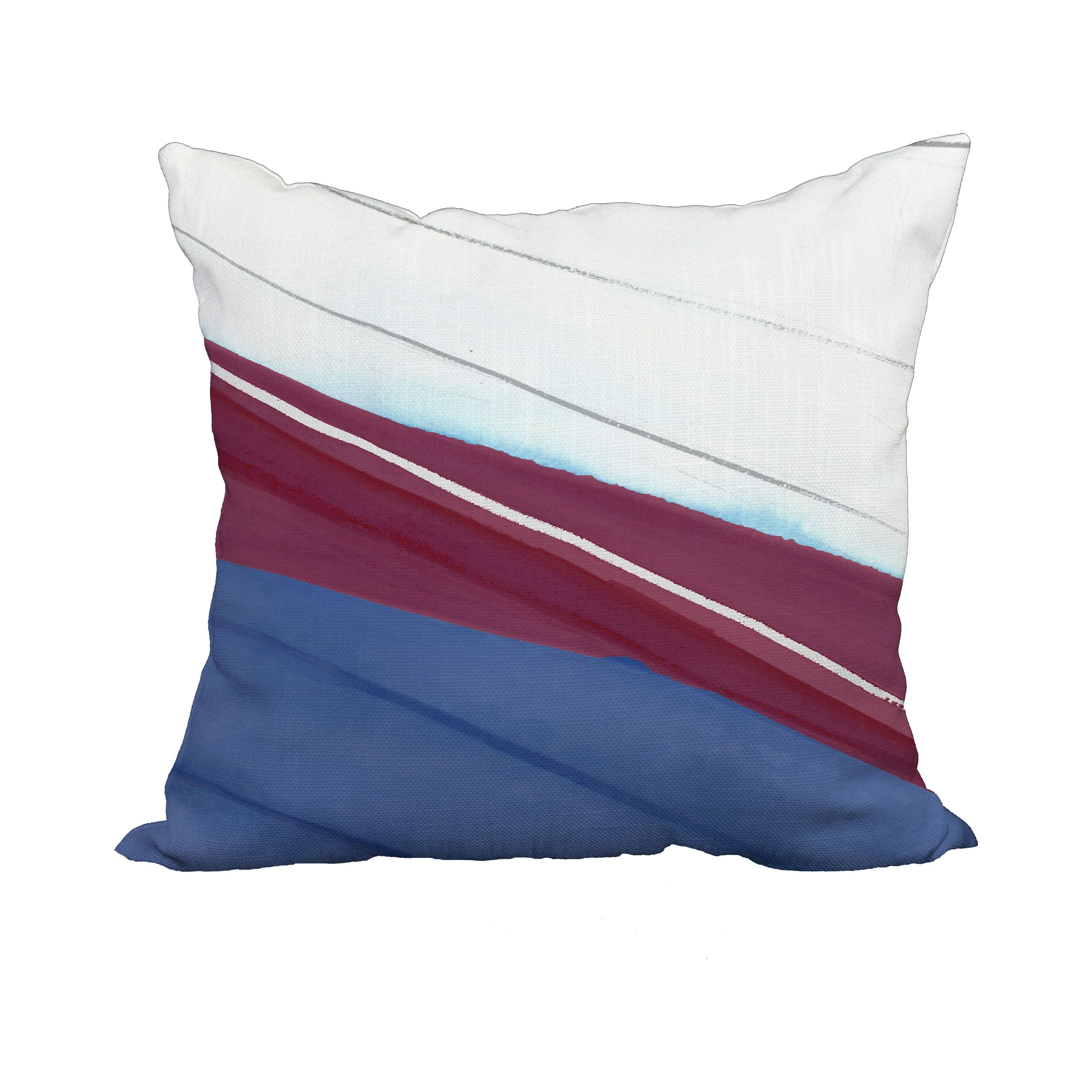20 x 20 Inch Boat Bow Wood Royal Blue Geometric Print Decorative Polyester Throw Pillow with Linen Texture