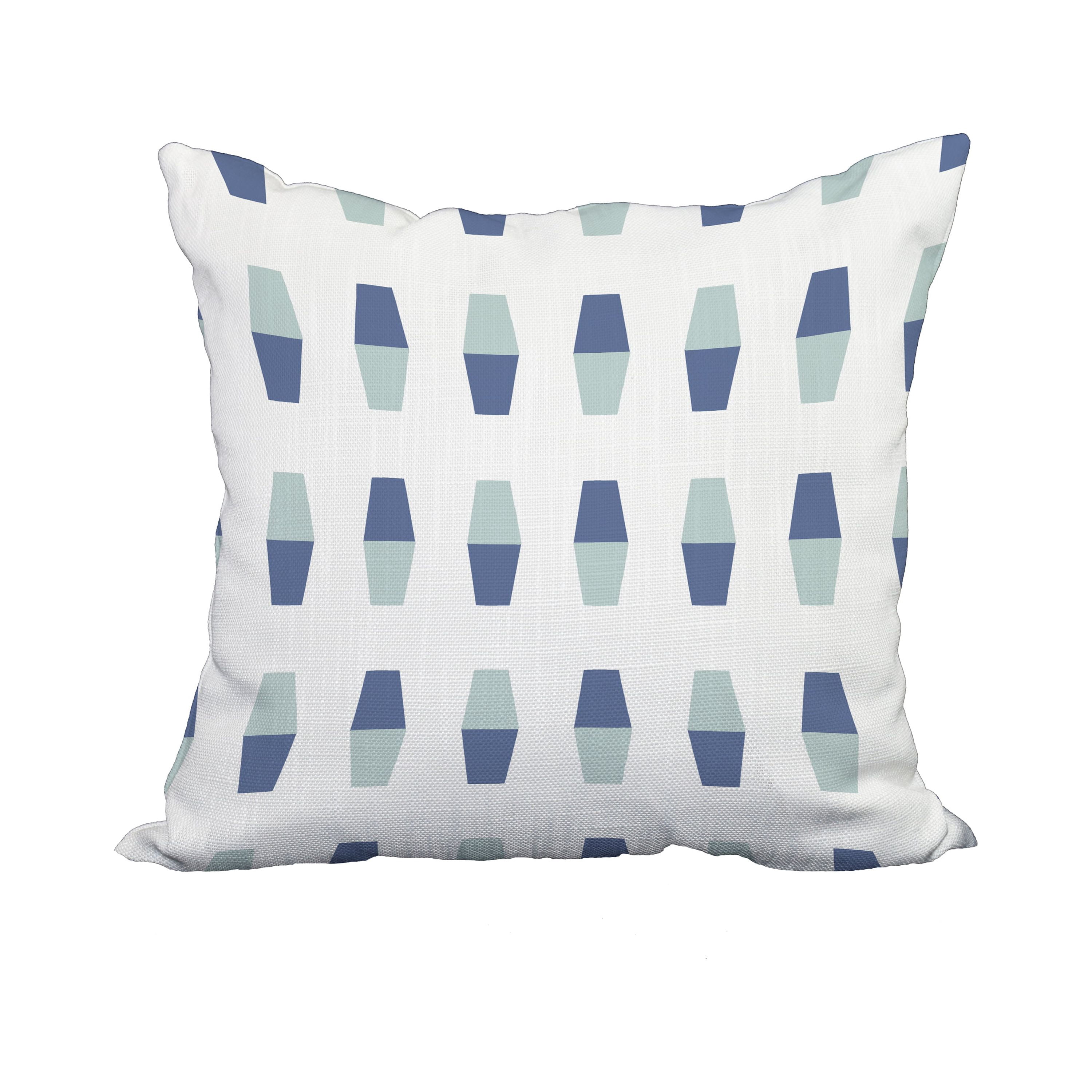 20 x 20 Inch Bowling Pins Blue Geometric Print Decorative Polyester Throw Pillow with Linen Texture