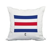 20 x 20 Inch C Letter Simple Outlined Red Geometric Print Decorative Polyester Throw Pillow with Linen Texture