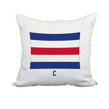 20 x 20 Inch C Letter Simple Outlined Red Geometric Print Decorative Polyester Throw Pillow with Linen Texture