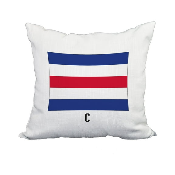 20 x 20 Inch C Letter Simple Outlined Red Geometric Print Decorative Polyester Throw Pillow with Linen Texture