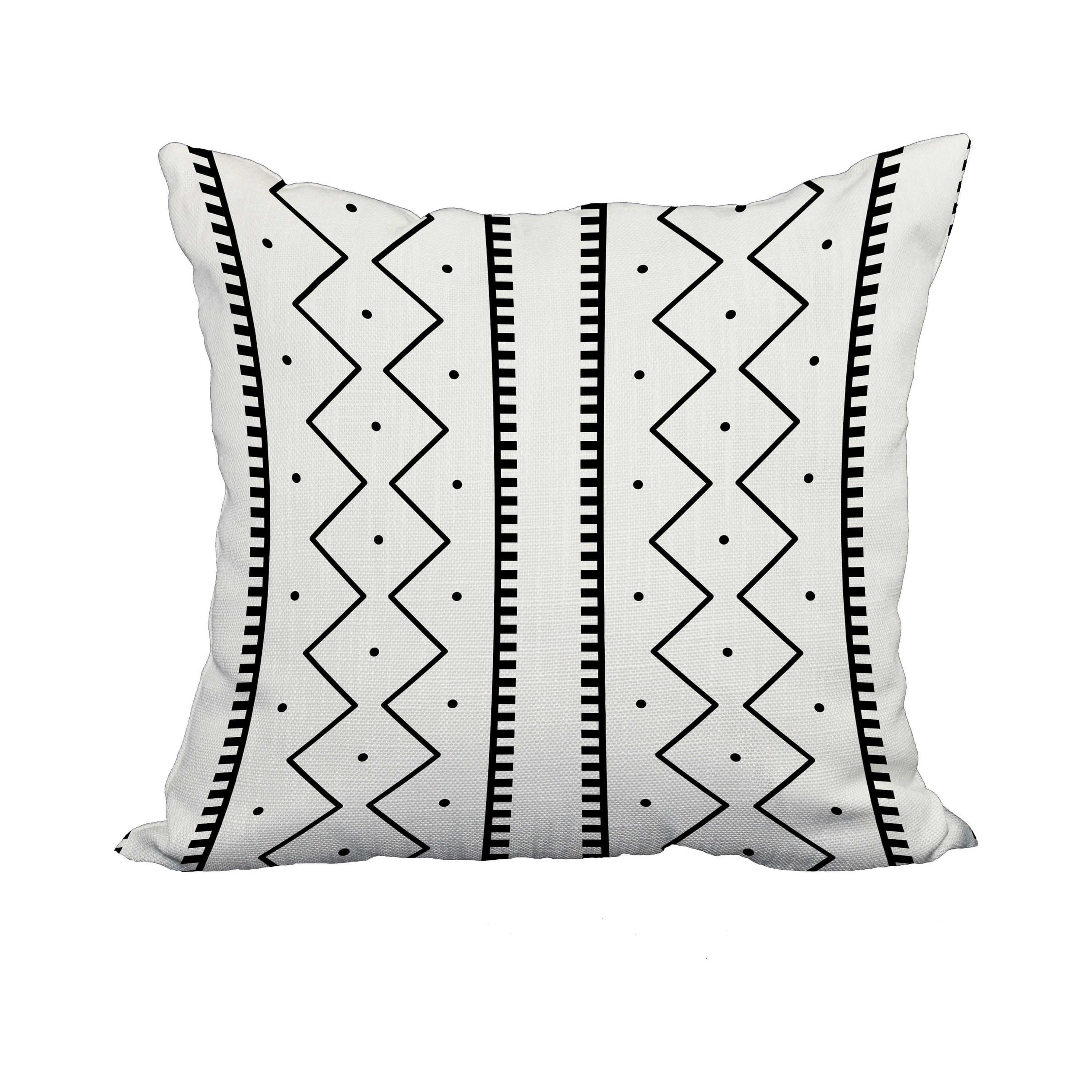 20 x 20 Inch Cream Geometric Print Decorative Polyester Throw Pillow with a Linen Texture